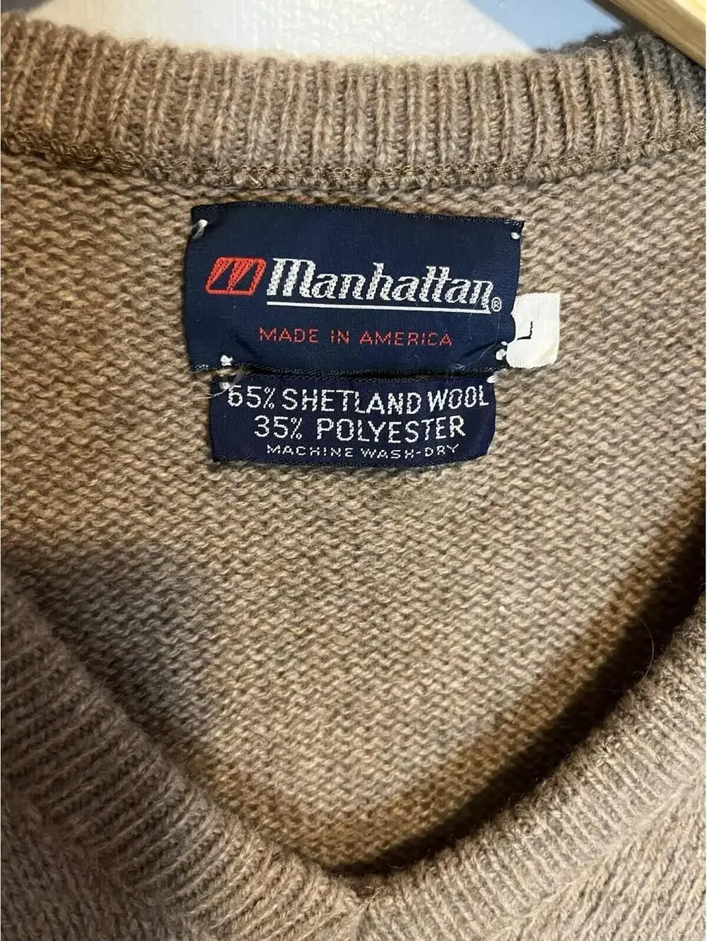 VTG 80’s Manhattan V-neck Brown Sweater Mens Size L USA Grunge Minimalist USA